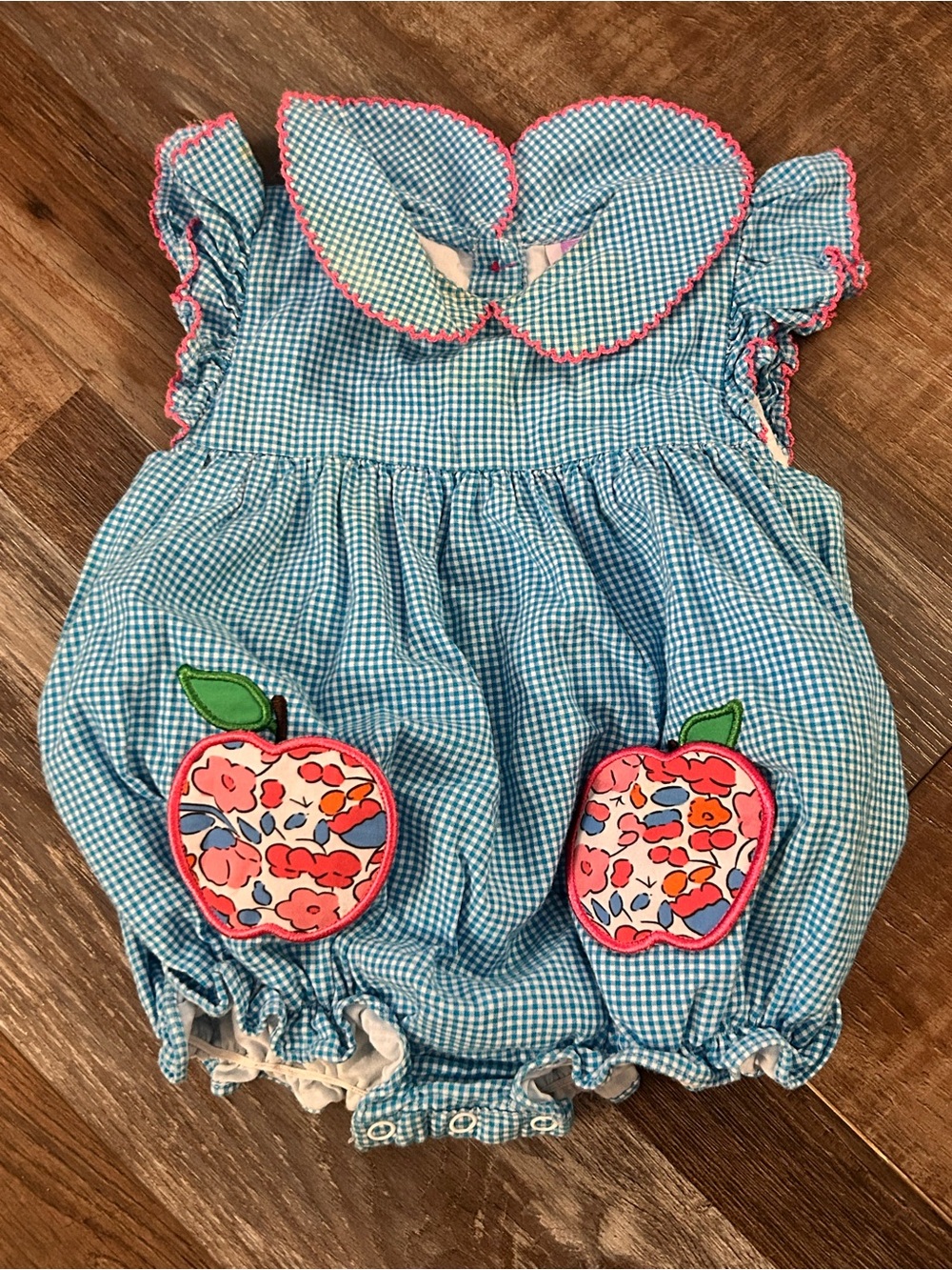 Poppy Kids Co Baby Girls Embroidered Apple Outfit Romper Sz 9m